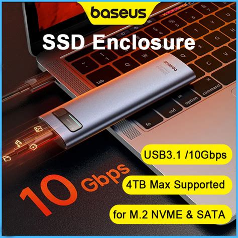 Baseus Ssd Nvme M2 Case Dual Protocol M2 To Usb Type C 32 Gen 2 Portable Ssd Sata Nvme