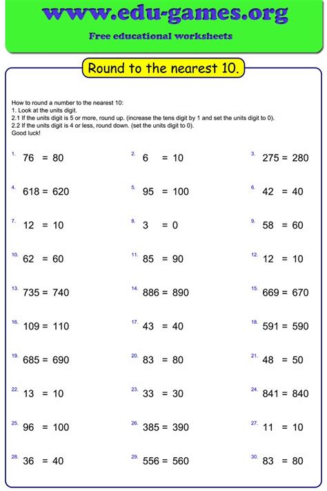 Rounding To Nearest 10 100 And 1000 Worksheet