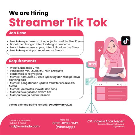 Lowongan Kerja Tiktok Live Streamer Di Cv Inovasi Anak Negri