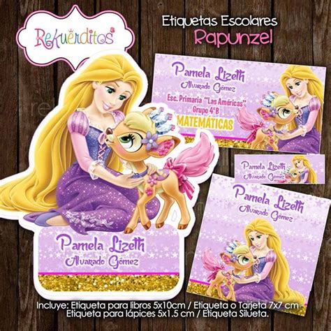 Kit Imprimible Rapunzel Editable Etiquetas Escolares 2x1 Mercado Libre