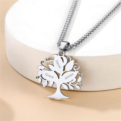 Goldchic Collier Personnalisé Prénom Arbre De Vie Pendentif Femme