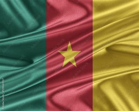 Cameroon flag with a glossy silk texture. Stock Illustration | Adobe Stock