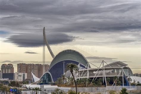 Beautiful View Of City Center Valencia Spain At Sunset Editorial