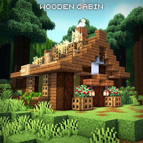 Minecraft Wooden Cabin! 🌲 | Wooden cabins, House styles, Minecraft survival