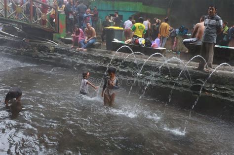 Tegal January Photo Of Busy Visitors Relaxing And Enjoying The Guci Hot Spring Bath