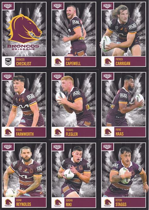 2022 Nrl Elite Base Team Set Brisbane Broncos Gold Coast Trading Cards