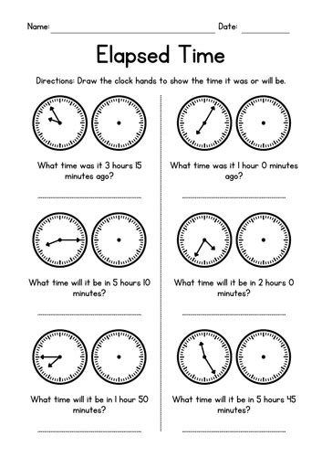 Elapsed Time 5 Minute Intervals Worksheets Teaching Resources