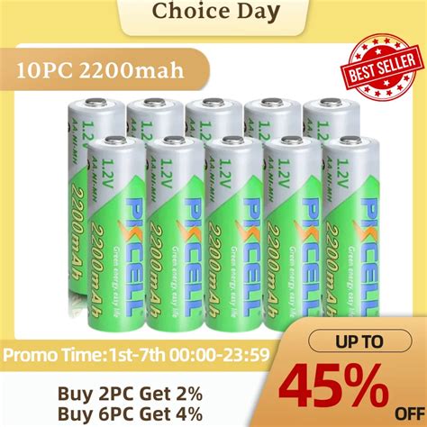 PKCELL AA 2200MAH Batterie 1 2V NIMH Aa Batteries Rechargeables 2A