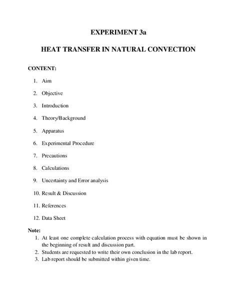 (PDF) EXPERIMENT 3a HEAT TRANSFER IN NATURAL CONVECTION CONTENT