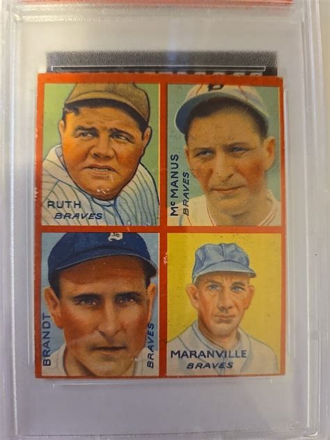 1935 Goudey 3A Babe Ruth Rabbit Maranville Ed Brandt Marty Mcmanus