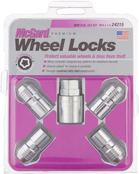 Mcgard 24215 Chrome M14 X 15 Thread Size Cone Seat Wheel Lock Set Set Of 4 Wheel Locks