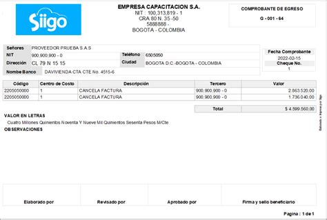 Elaborar Un Comprobante De Pago Egreso Portal De Clientes Siigo My