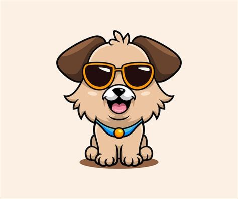 Lindo Perro Con Anteojos Personaje De Dibujos Animados Vector Perro