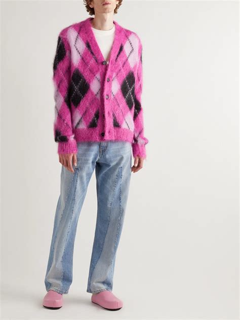 Marni Argyle Mohair Blend Cardigan Pink Marni