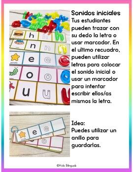 Initial Sounds And Alphabet Spanish Centers Sonidos Iniciales Tpt