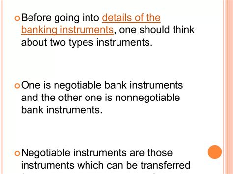 Various Types Of Banking Instruments Ppt