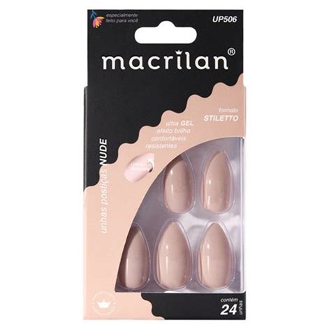 Unhas Postiças Tamanho Stiletto cor Nude Macrilan Shopee Brasil