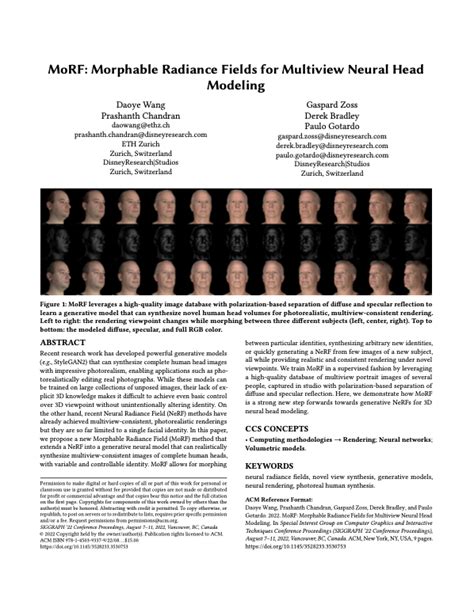 MoRF Morphable Radiance Fields For Multiview Neural Head Modeling