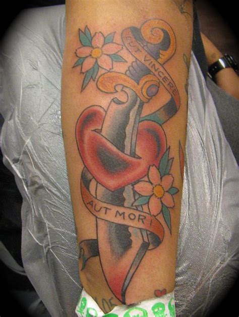 Traditional Dagger Heart Tattoo