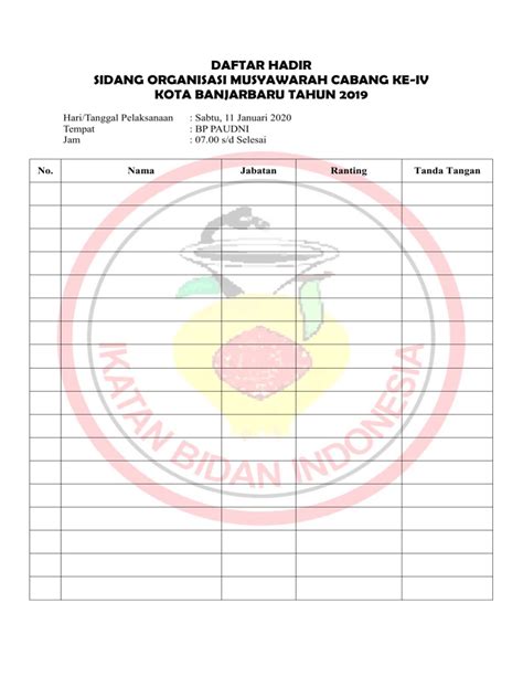 Daftar Hadir Tamu Undangan