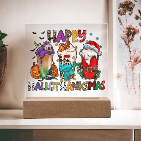 Happy Hallothankmas - Acrylic Plaque