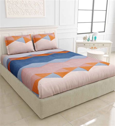 Buy Multicolor Solid Tc Cotton Double Bedsheet With Pillow Covers