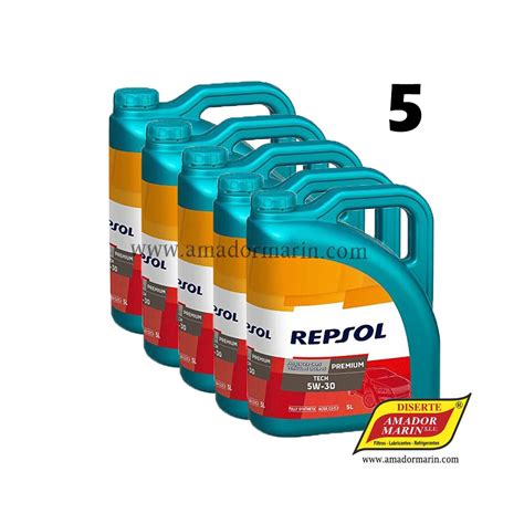 Repsol Premium Tech 5W30 5x5L (25 litros). Envío gratis.