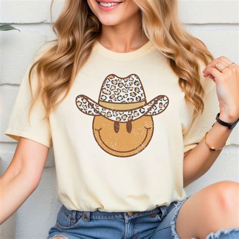 Cowboy Hat Smiley Face Cowboy Hat Smile Face Boho Shirt Happy Face