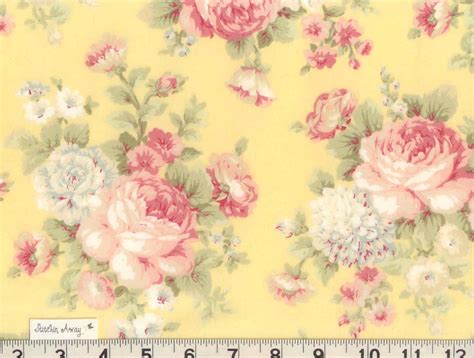 Shabby Chic Pink Roses On Yellow Fabric New 100 Cotton Quilting Sewing