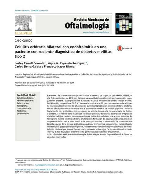 Celulitis Orbitaria Bilateral Con Endoftalmitis En Una Paciente Con