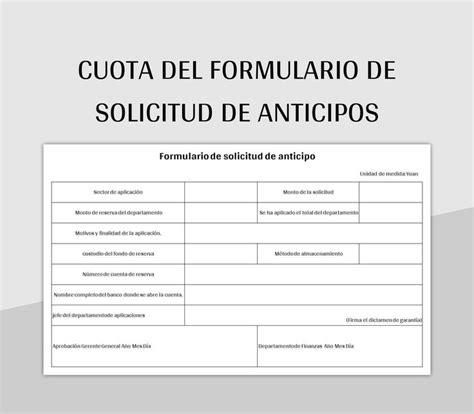 Plantilla De Formato Excel Cuota Del Formulario De Solicitud De