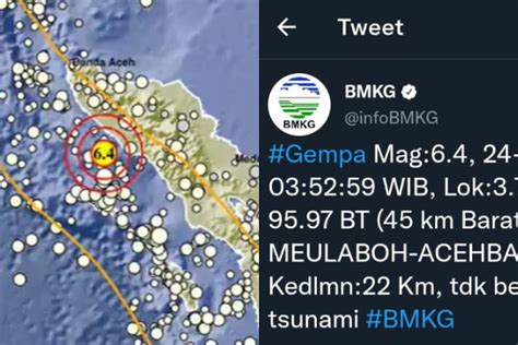 Wilayah Aceh Barat Diguncang Gempa Berkekuatan 6 4 Magnitudo BMKG