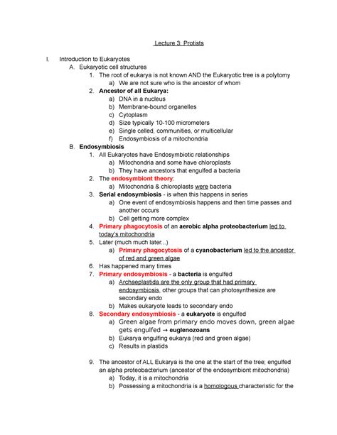 Protists Lecture 3 Protists I Introduction To Eukaryotes A Eukaryotic Cell Structures 1