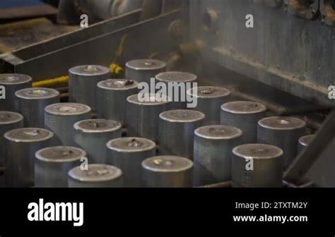 Close Up Of Forming Aluminum Pillar After Melting In Modern Factory