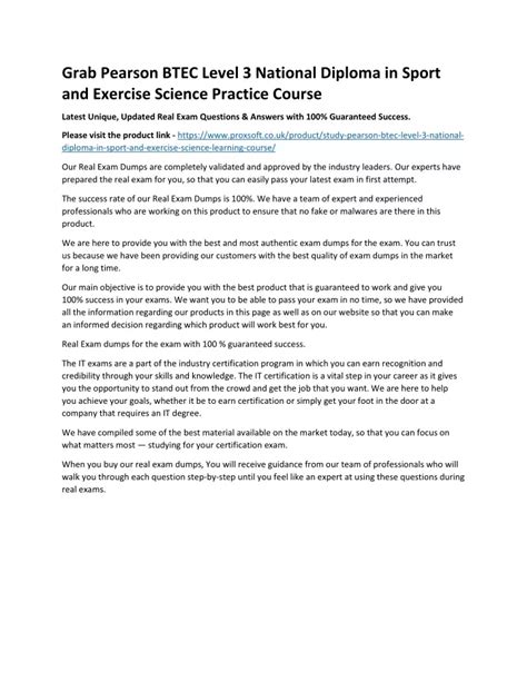 Ppt Grab Pearson Btec Level 3 National Diploma In Sport And Exercise Science Practic