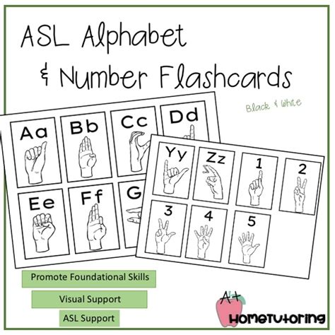 ASL Alphabet Cards Black & White - Faith in Literacy