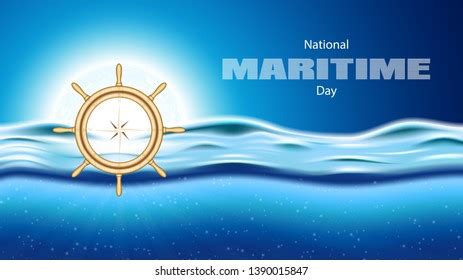 National Maritime Day Poster Rudder Compass Stock Vector (Royalty Free ...