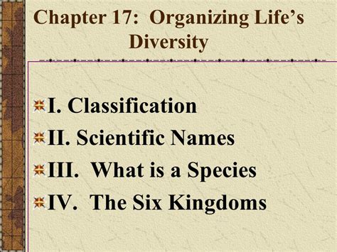 Chapter Organizing Lifes Diversity I Classification Ii