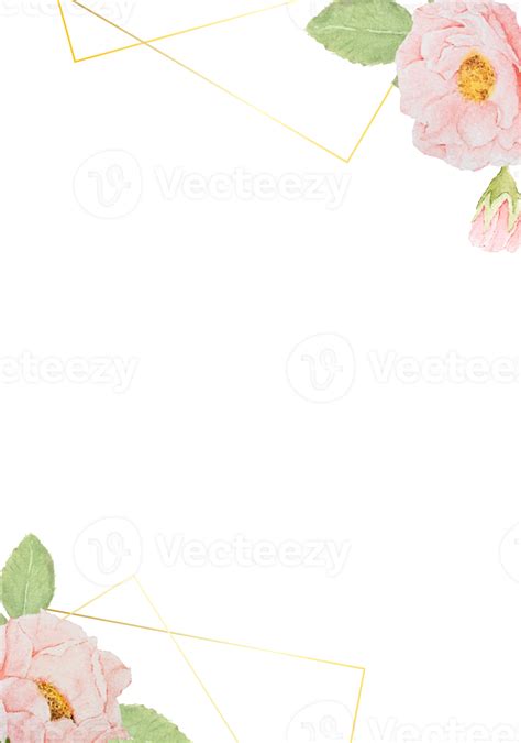 Pink Watercolor Roses Wedding Invitation Card Template Layout 5x7 13641482 Png