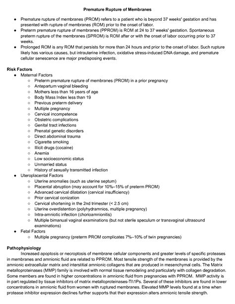 SOLUTION Pretermprematureprelabor Rupture Of Membranes Must Knows And