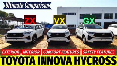 In Depth Comparison Toyota Innova Hycross Gx Vs Vx Vs Zx Exterior