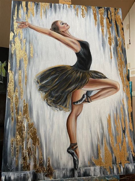 Abstract Ballerina Painting on Canvas Black and White Art Original Ballet Artwork Ballet ...