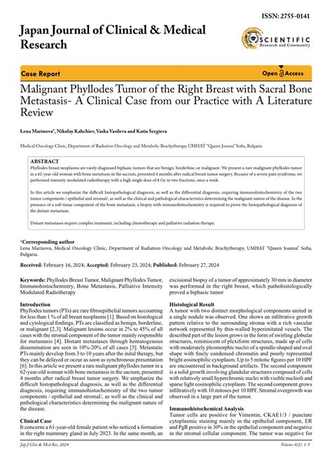 Pdf Case Report Open Access Malignant Phyllodes Tumor Of The Right