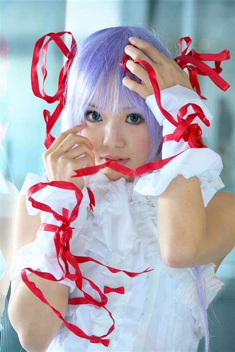 Safebooru Al Azif Cosplay Cuffs Demonbane Dress Hair Ribbons Kipi San