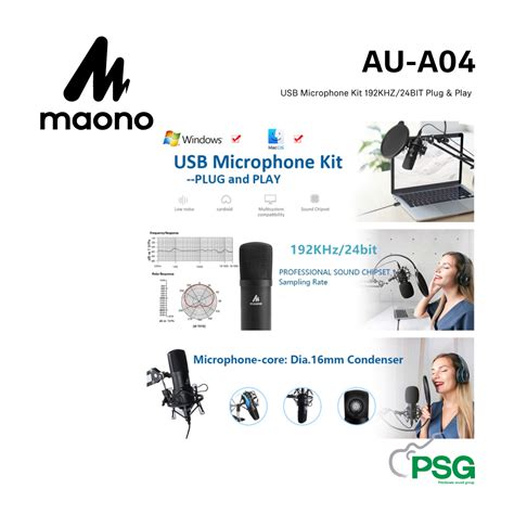 MAONO AU-A04 : USB Microphone Kit 192KHZ/24BIT Plug & Play - Petchsiam ...