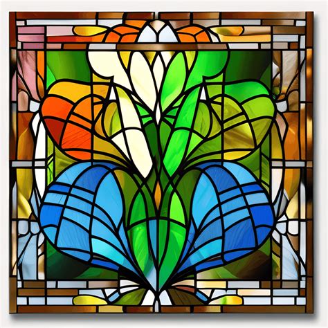 D Seamless Stained Glass Flowers Creative Fabrica