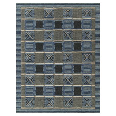 Rug And Kilims Scandinavian Style Kilim In Blue Grey And White