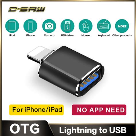 C Saw Usb 30 Otg Adapter For Iphone Female Usb To Lightning Mini Otg Converter U Disk Keyboard