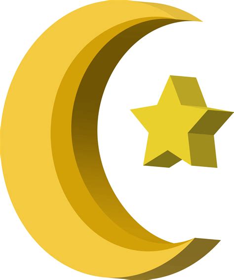 3d Islamic Crescent Moon And A Star Element Icon 12414936 PNG