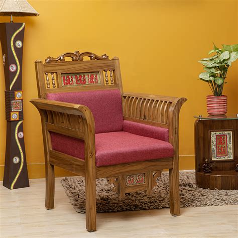 Maharaja I Single Seater Sofa In Teakwood With Natural Teak Finish